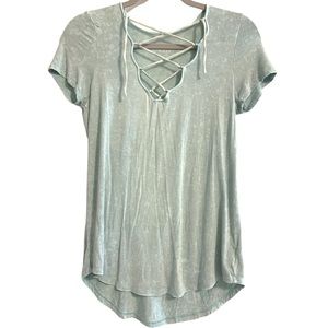 American Eagle Blue Tie Dye Lace Up Top NEW M